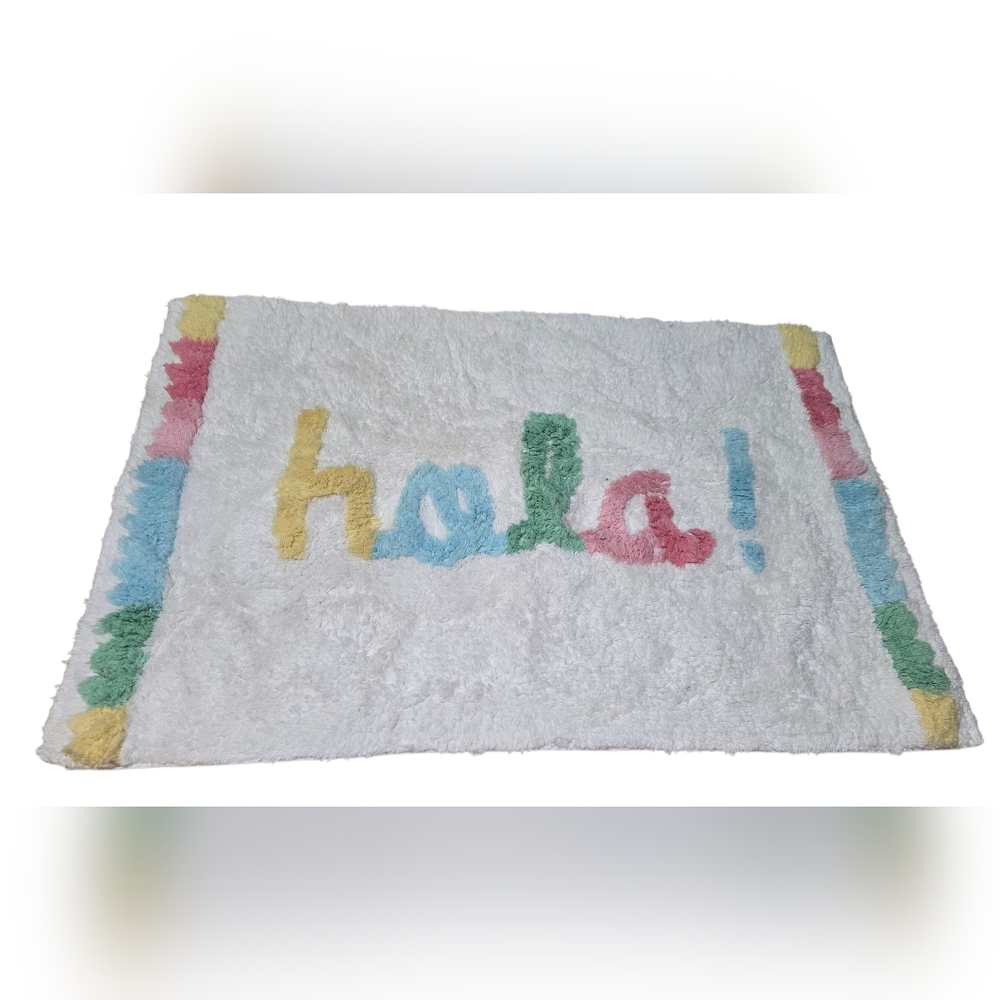 Multicolor 'Hola' Bath Mat